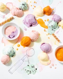 Food photography gelados coloridos